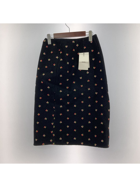 RIER WALKER/FLOWERS BLACK SKIRT/XS/ブラック