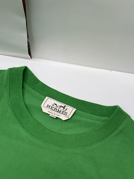 HERMES 半袖Tシャツ SizeL GRN 本体のみ エルメス Tシャツ ポケット付き ポケT コットンTシャツ