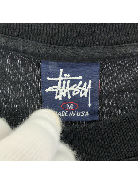 90s-00s/STUSSY/L/Sカットソー/M/ブラック/紺タグ/No4