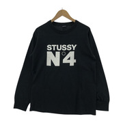 90s-00s/STUSSY/L/Sカットソー/M/ブラック/紺タグ/No4