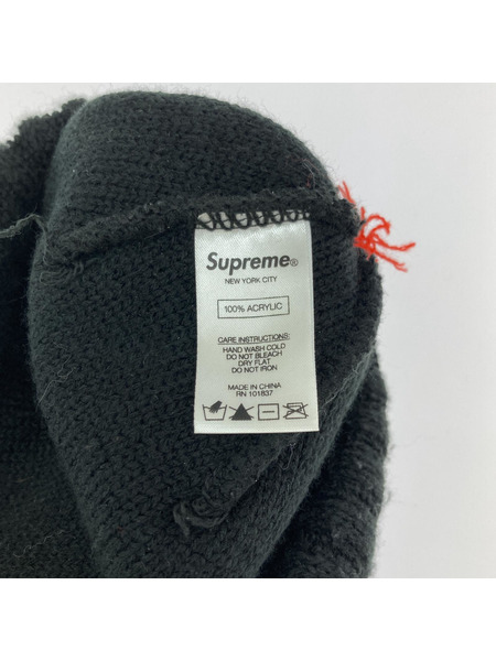 Supreme Classi Stripe Beanie BLK×RED