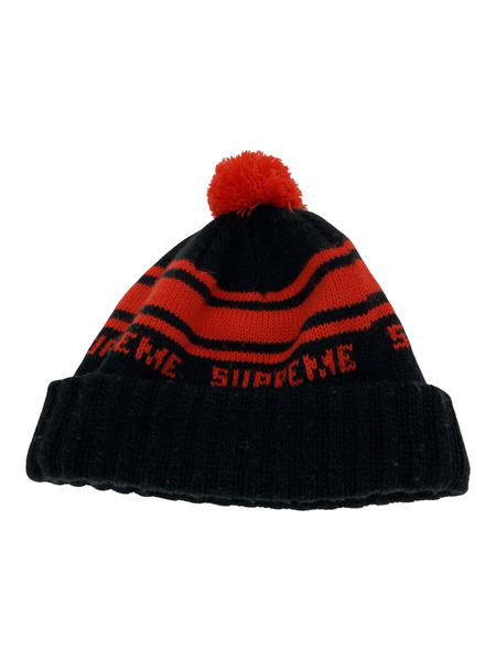 Supreme Classi Stripe Beanie BLK×RED