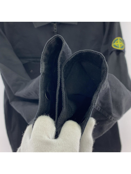 STONE ISLAND 長袖シャツ 24AW コットンストレッチ ジップシャツ M BLK 811512808[値下]