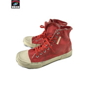 靴 Worn Effect Fabric Sneakers 赤 (27cm)