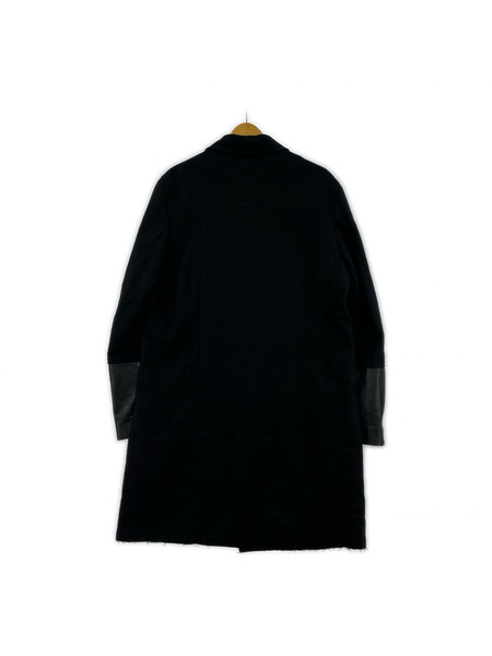 JohnUNDERCOVER ジャケット 袖レザー切替 ウールライダースコート