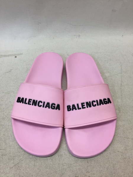 BALENCIAGA/POOL WOMEN/ロゴスライド/シャワーサンダル/24.5cm/ピンク