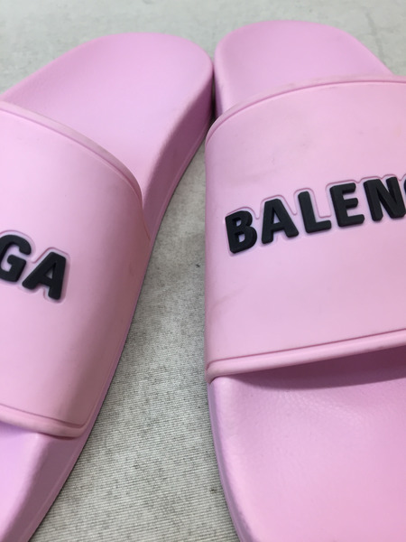 BALENCIAGA/POOL WOMEN/ロゴスライド/シャワーサンダル/24.5cm/ピンク