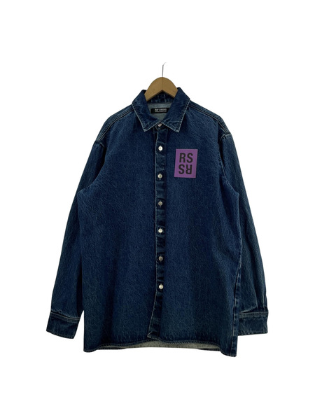 RAF SIMONS 21SS Logo Patch Denim Overshirt デニムシャツ M ブルー