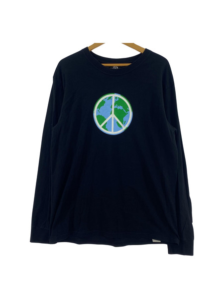 STUSSY　L/S ピースマーク EARTH プリントカットソー （M)[値下]