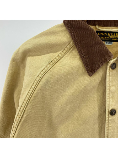 IRON HEART ジャケット 襟コーデュロイ/ダック地/ベージュ/XL