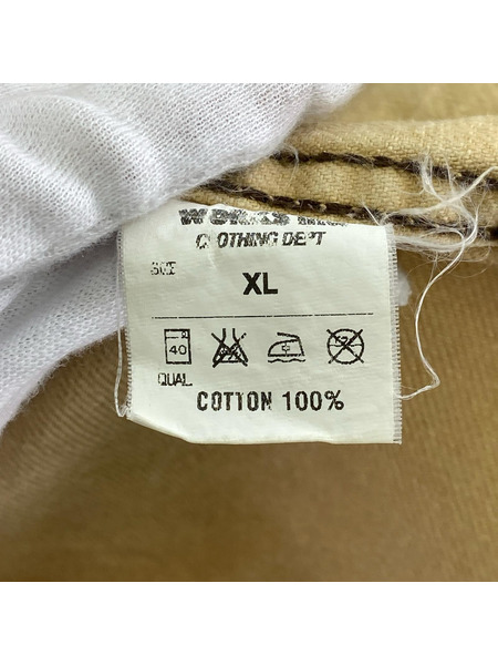 IRON HEART ジャケット 襟コーデュロイ/ダック地/ベージュ/XL