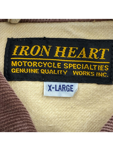 IRON HEART ジャケット 襟コーデュロイ/ダック地/ベージュ/XL