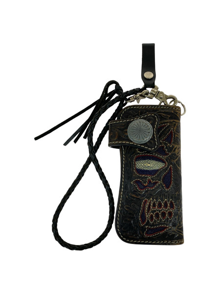 長財布 スティングレイ カービング 黒