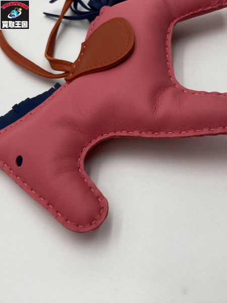 HERMES エルメス バッグチャーム ロデオGM レザー ローズアザレ ブリック ブルードマルト アクセサリー