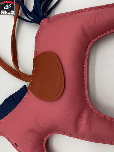 HERMES エルメス バッグチャーム ロデオGM レザー ローズアザレ ブリック ブルードマルト アクセサリー