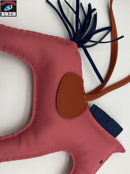 HERMES エルメス バッグチャーム ロデオGM レザー ローズアザレ ブリック ブルードマルト アクセサリー