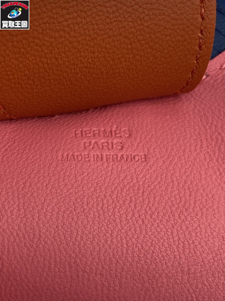 HERMES エルメス バッグチャーム ロデオGM レザー ローズアザレ ブリック ブルードマルト アクセサリー