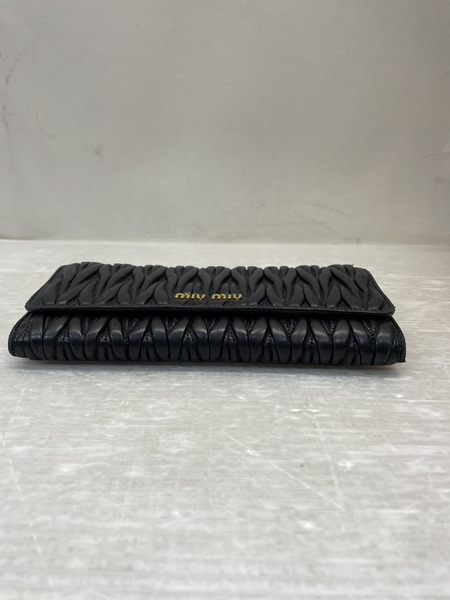 miumiu マテラッセ パスケース付 ロングウォレット 黒