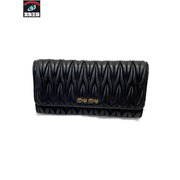 miumiu マテラッセ パスケース付 ロングウォレット 黒