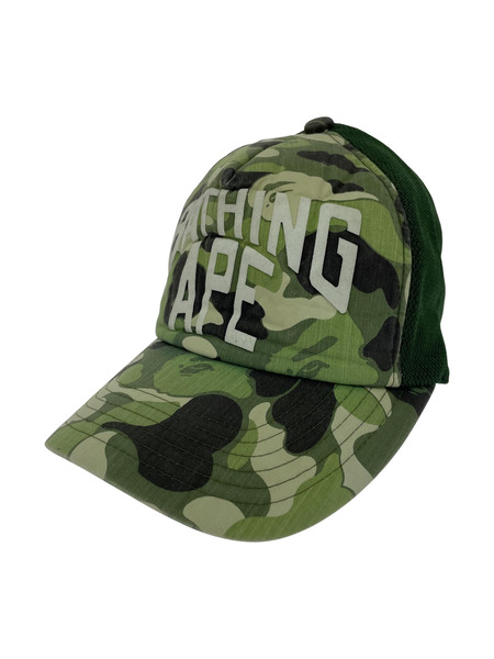 A BATHING APE メッシュキャップ /グリーン×カモ