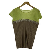 PLEATS PLEASE SSカットソー グリーン/グレー