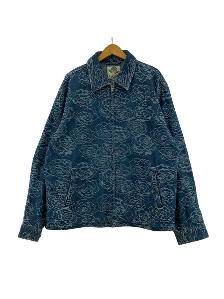 ROSE PATTERN JACQUARD DENIM SWING TOP