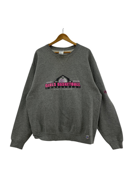 RUSSELL ATHLETICS 前V プリントスウェット GRY (L)