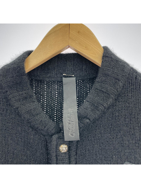 CHROME HEARTS　CHレザーパッチカシミヤカーディガン S ブラック[値下]