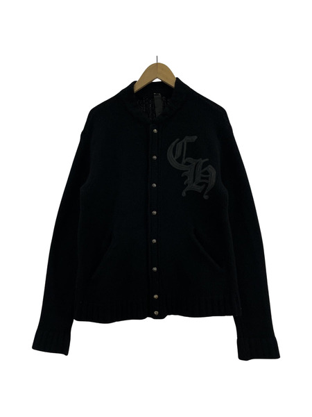 CHROME HEARTS　CHレザーパッチカシミヤカーディガン S ブラック[値下]