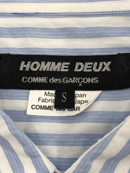 COMME des GARCONS HOMME DEUX デザインストライプシャツ S ブルー[値下]