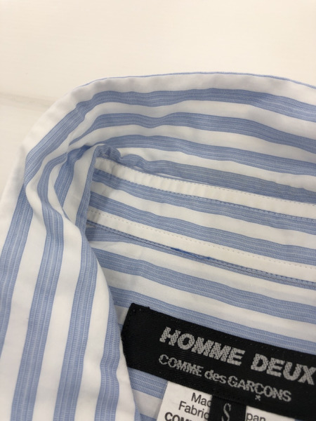 COMME des GARCONS HOMME DEUX デザインストライプシャツ S ブルー[値下]