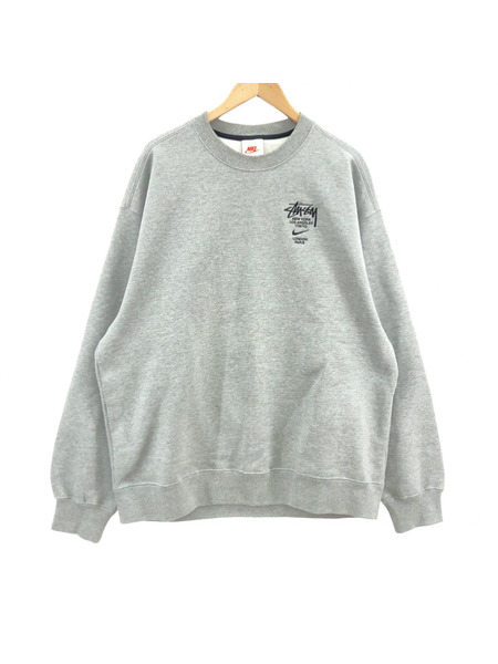 NIKE×STUSSY 21SSクルーネックロゴスウェット グレー M