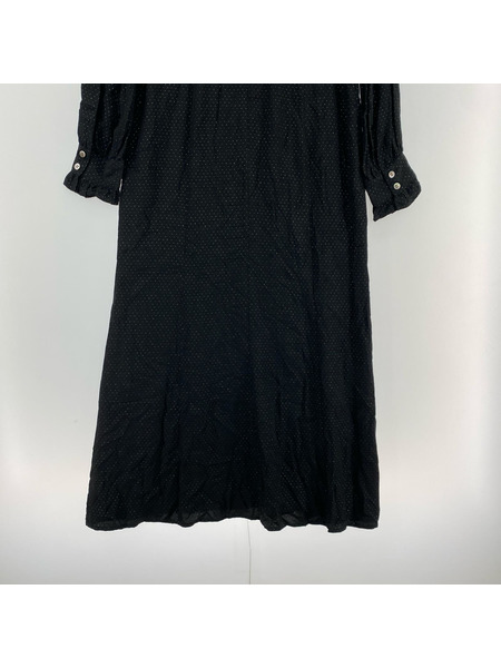 CLANE 長袖ワンピース LAME DOT FRILL ONE PIECE 黒[値下]