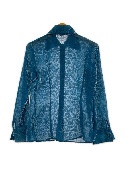 HYSTERICS 長袖シャツ レース 総柄 青（F）[値下]