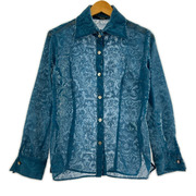 HYSTERICS 長袖シャツ レース 総柄 青（F）