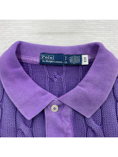 POLO RALPH LAUREN ポロシャツ ケーブルニットS/Sポロシャツ パープル (S)