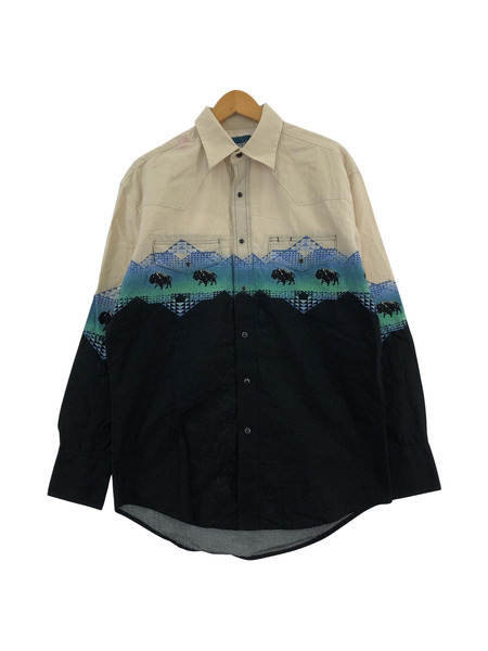 Wrangler L/S ウェスタンシャツ M ネイティブ柄