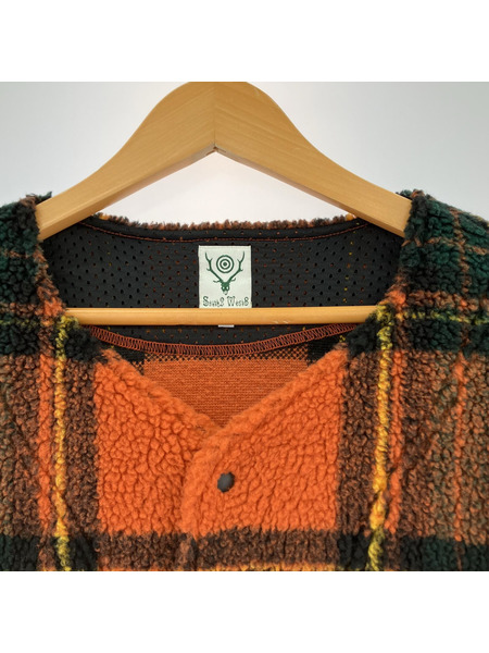 South2 West8 スウェット・トレーナー P.P.Cardigan Boa Tartan L レッド