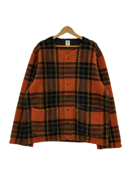South2 West8 スウェット・トレーナー P.P.Cardigan Boa Tartan L レッド