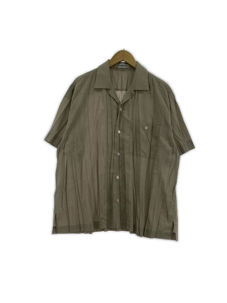 ISSEY MIYAKE MEN 90s オープンカラーS/Sプリーツシャツ グレー