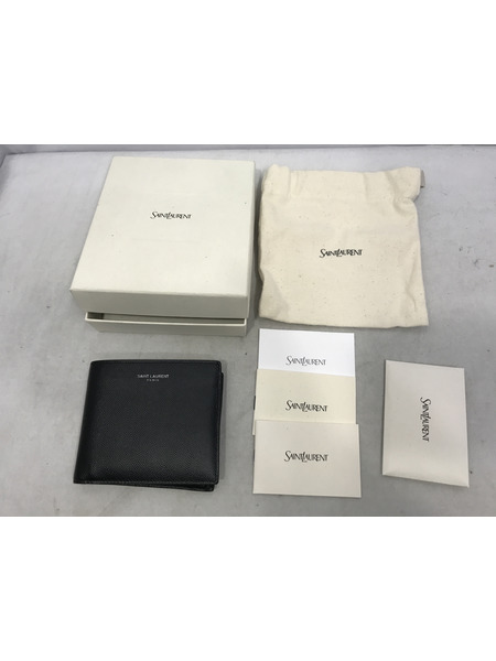 コンパクトウォレット SAINT LAURENT 2つ折り財布 バイフォールドウォレット 黒