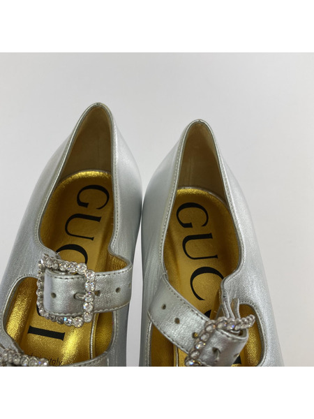 GUCCI SILVER CUT OUT WEDGE PUMP 37 シルバー