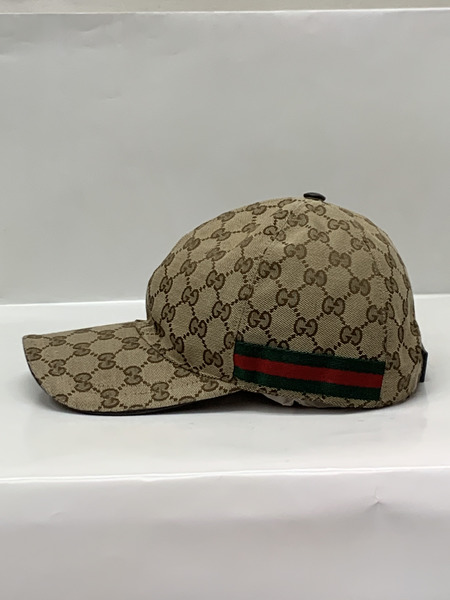 GUCCI ウェブ ストライプ付き GGキャンバス ベースボールキャップ SizeL 本体のみ グッチ GG柄 帽子 野球帽