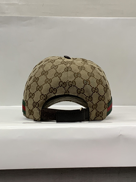 GUCCI ウェブ ストライプ付き GGキャンバス ベースボールキャップ SizeL 本体のみ グッチ GG柄 帽子 野球帽