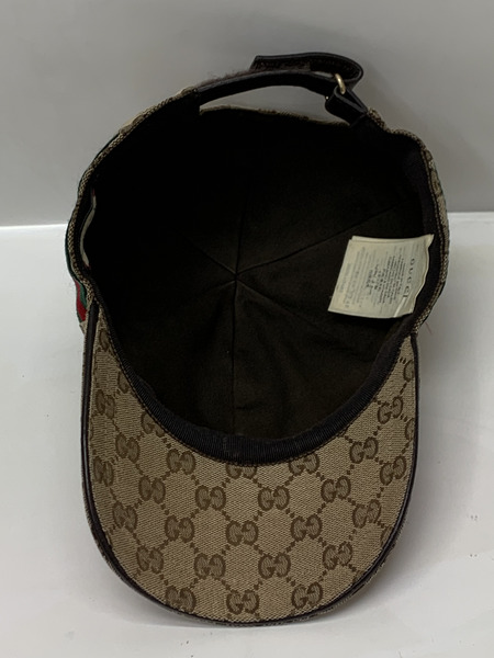 GUCCI ウェブ ストライプ付き GGキャンバス ベースボールキャップ SizeL 本体のみ グッチ GG柄 帽子 野球帽