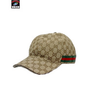 GUCCI ウェブ ストライプ付き GGキャンバス ベースボールキャップ SizeL 本体のみ グッチ GG柄 帽子 野球帽