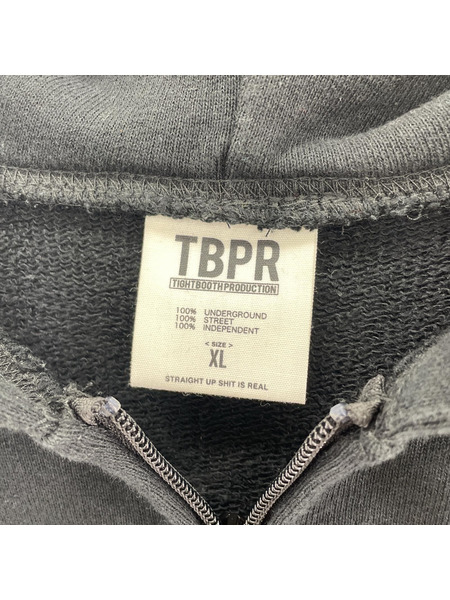 TIGHTBOOTH パーカー(ジップアップ) アートプリント 黒(XL)[値下]