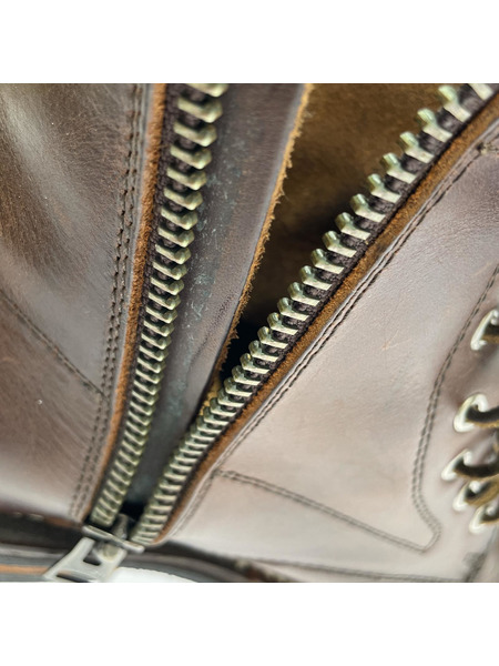 SLOW WEAR ブーツ クロムエクセルレザープレーンMIDブーツ サイドジップ 茶