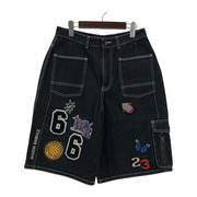 MAISON EMERALD PATCHWORK DENIM SHORT PANTS (S)