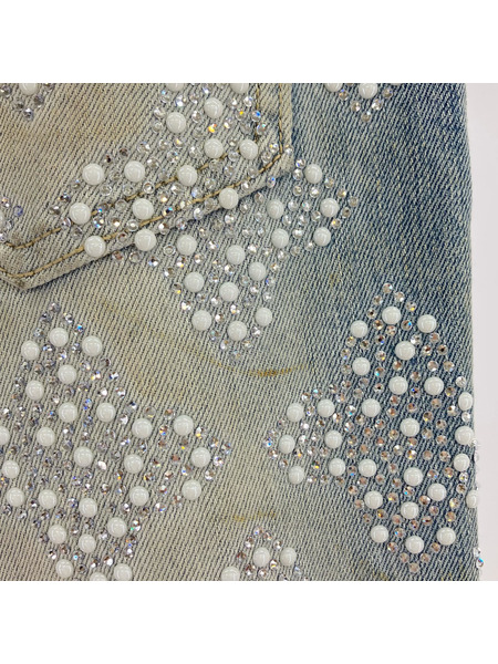 デニム・ジーンズ GUAPI Aqua Blue Embellished Denim V4 水色